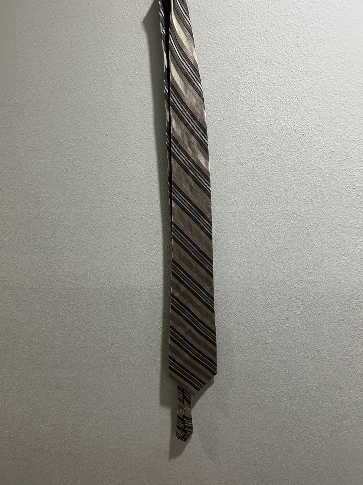 Calvin Klein Men’s Designer Striped Tie, Brown, Woven Necktie