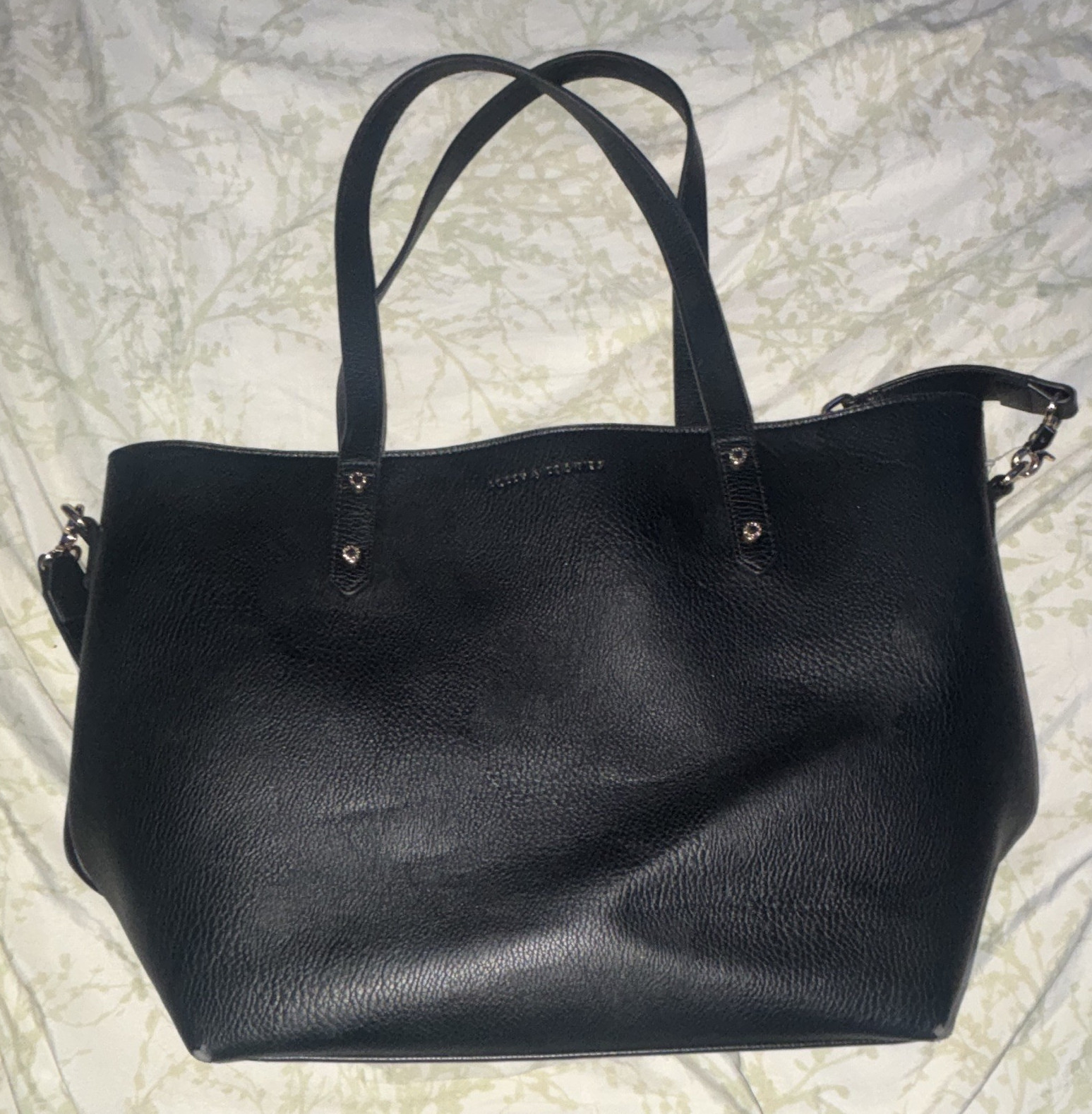 Gerry Weber Large Black Pebbled Zip Tote w/ Pink Lining Pouch, Inner Pockets