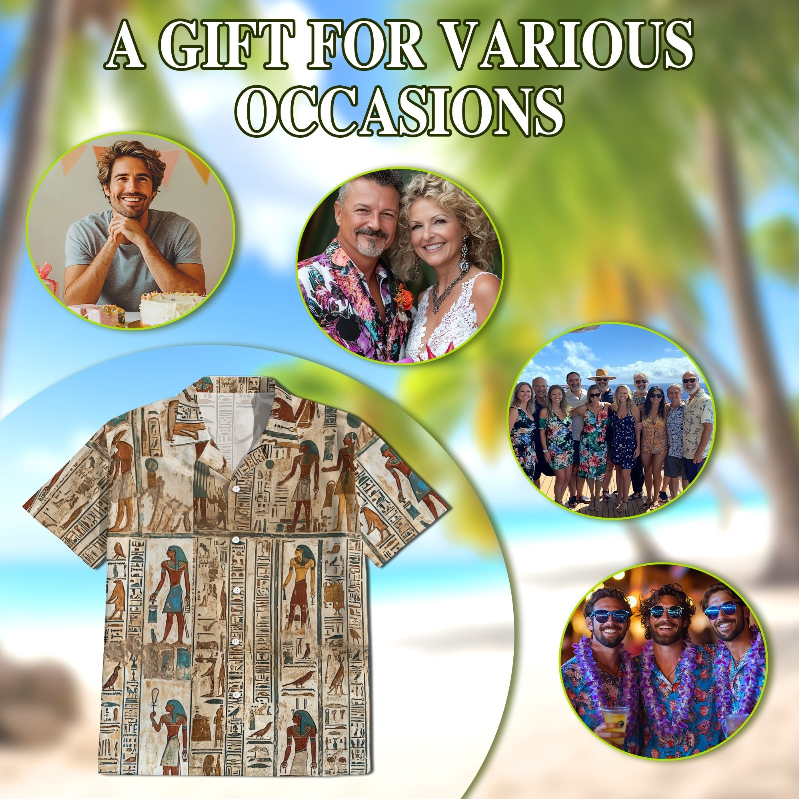 Ancient Egyptian Hawaiian Shirt Pharaoh Hieroglyph Summer Button Up