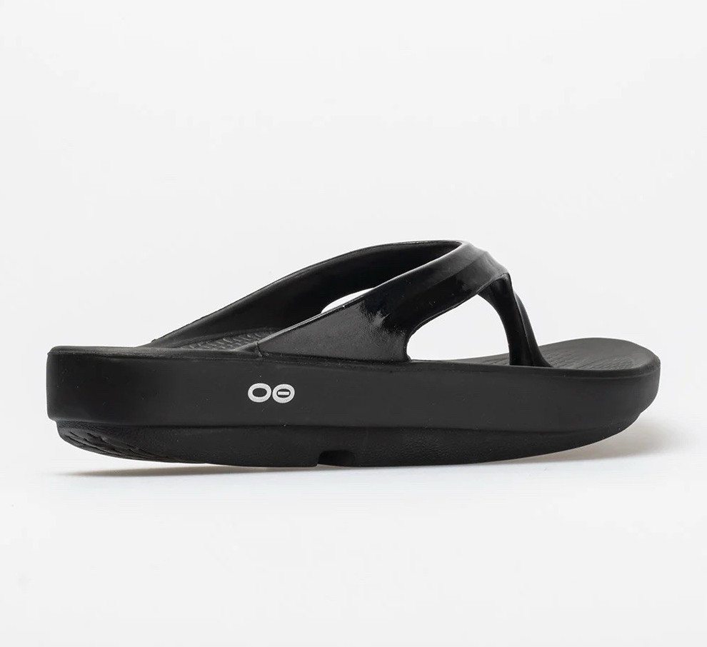 OOFOS OOlala Black Slip-On Thong Flip Flop Sandals Synthetic US 7