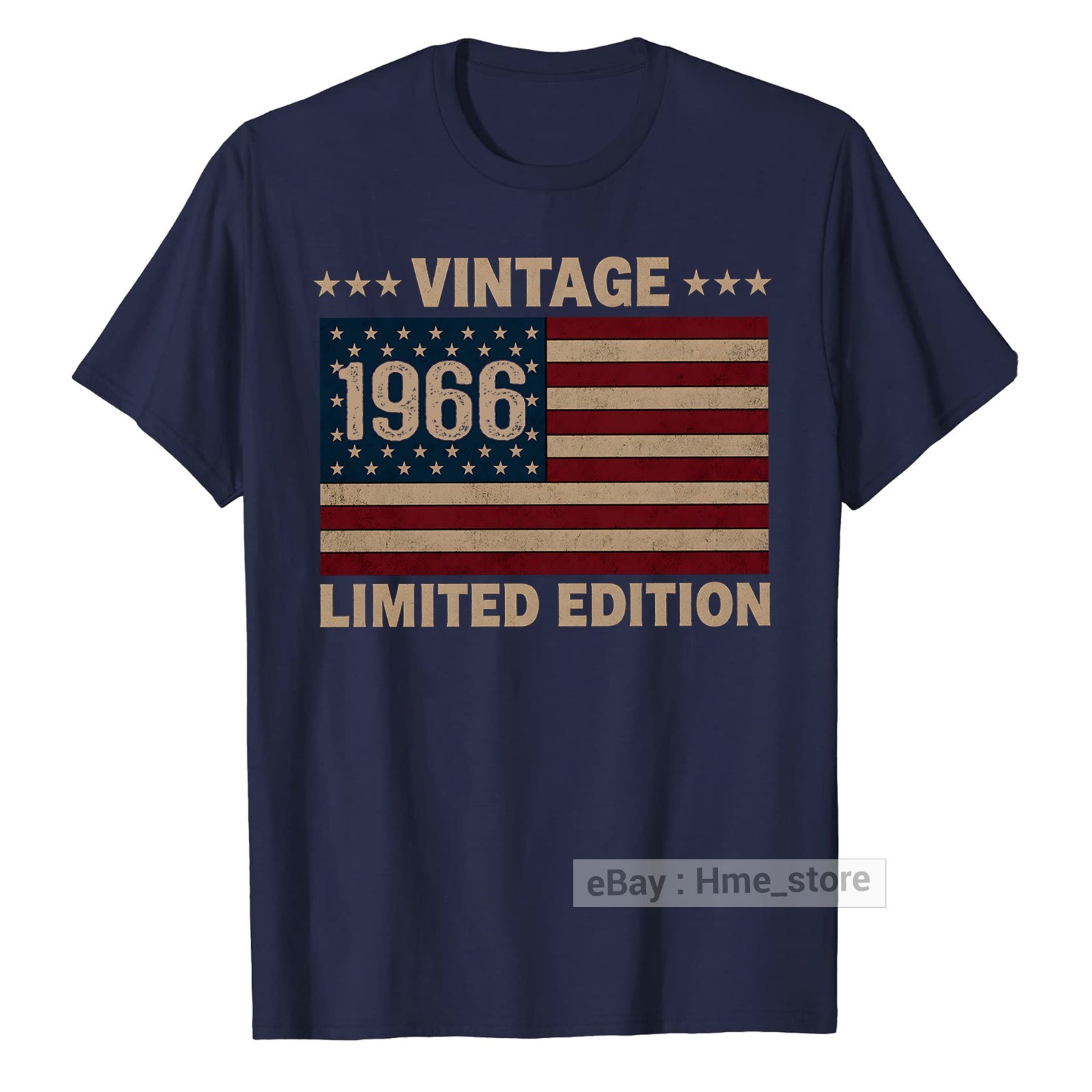 US Flag 60th Birthday American USA Born in 1966 T-Shirt 60 Years old Bday Tee