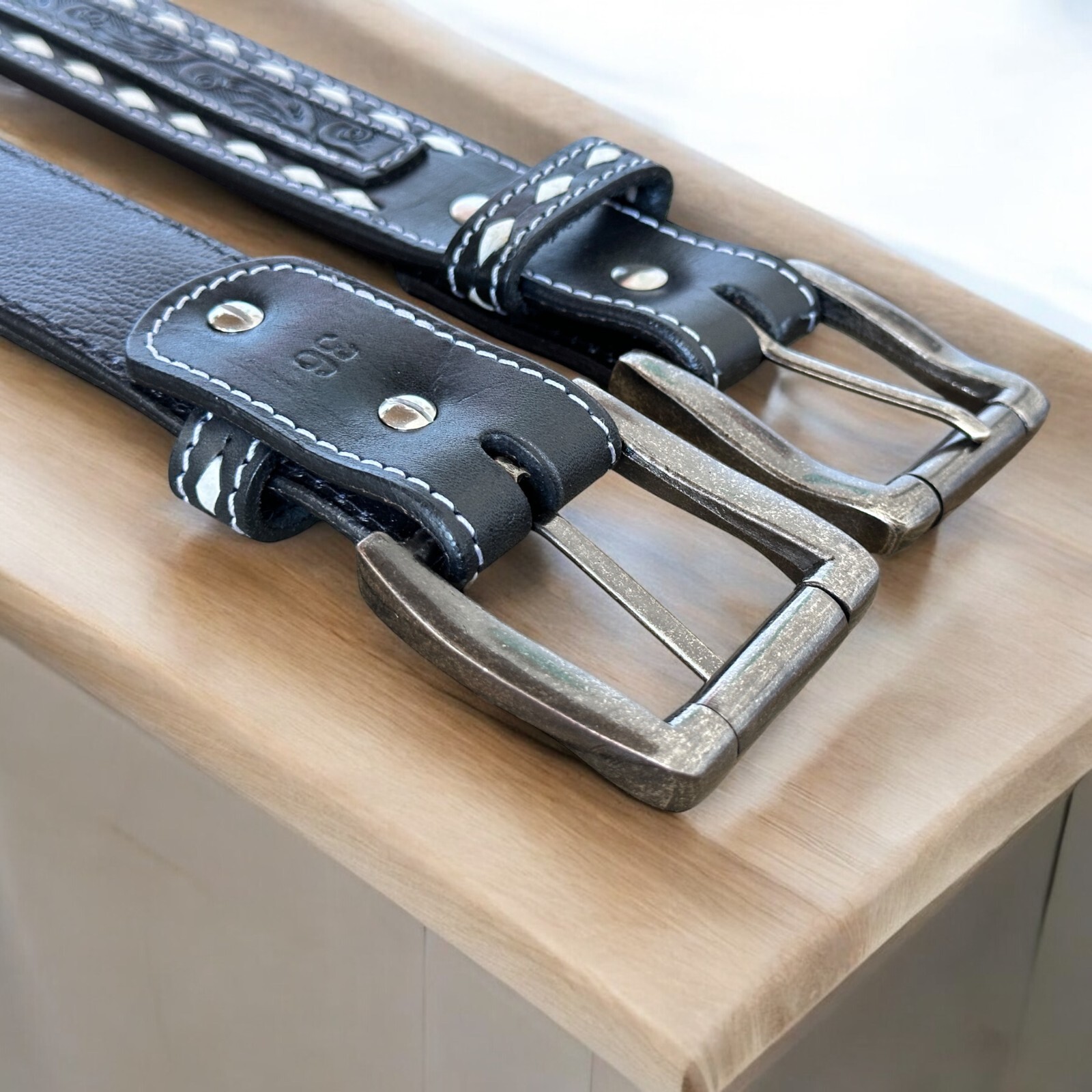 Handmade Heavy Duty Leather Work Tool Gun Belt 1.5″ Thick Belt Removable Buckle
