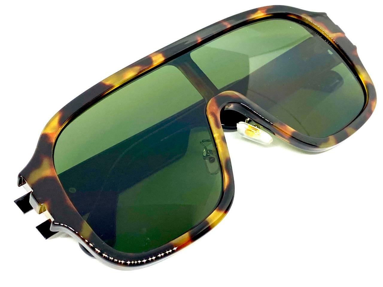 Mens Women Oversized Retro Modern Style SUNGLASSES Big Tortoise Frame Green Lens