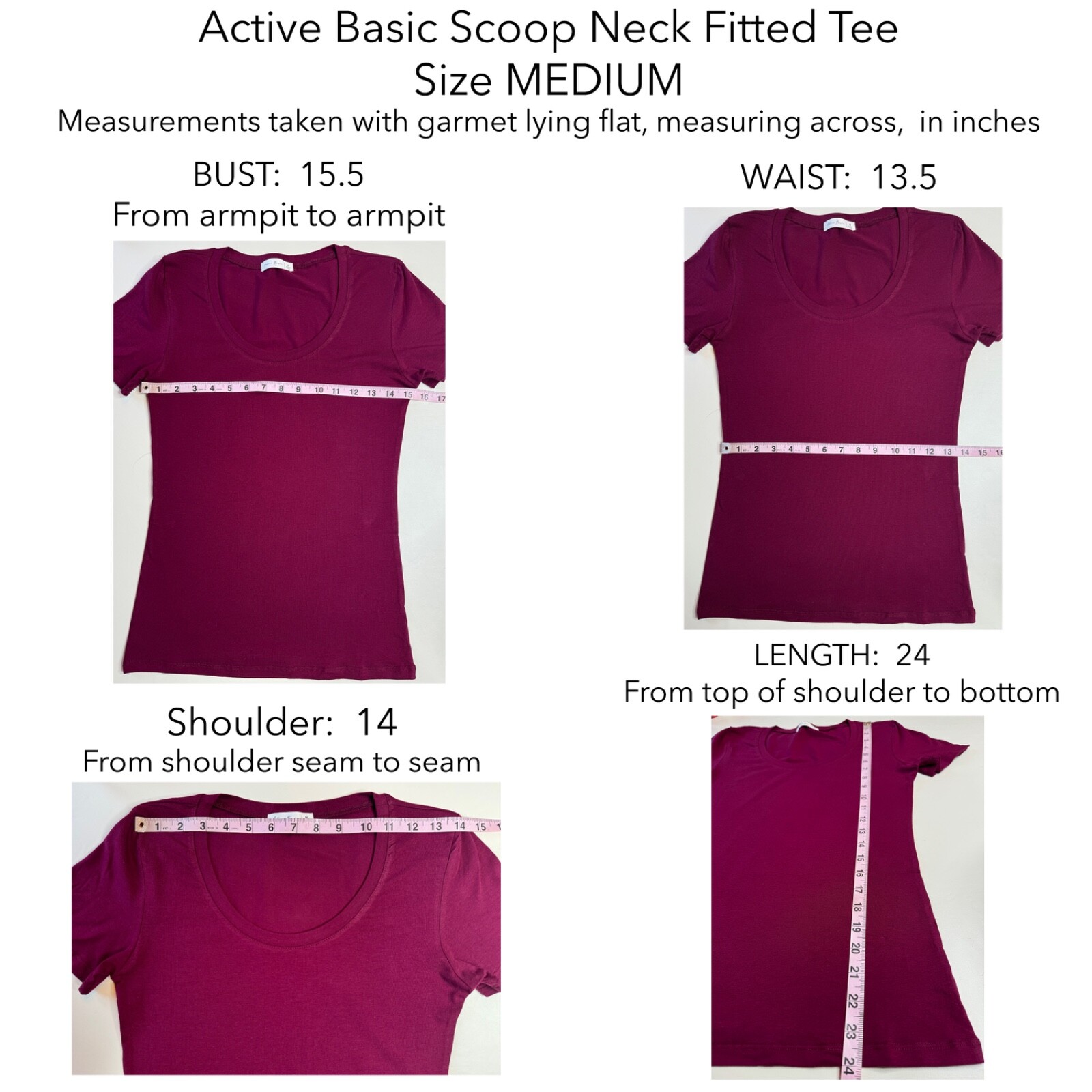 Active Basic 9663 Cotton Jersey Scoop Neckline T-shirt Slim Fitted Short Sleeve