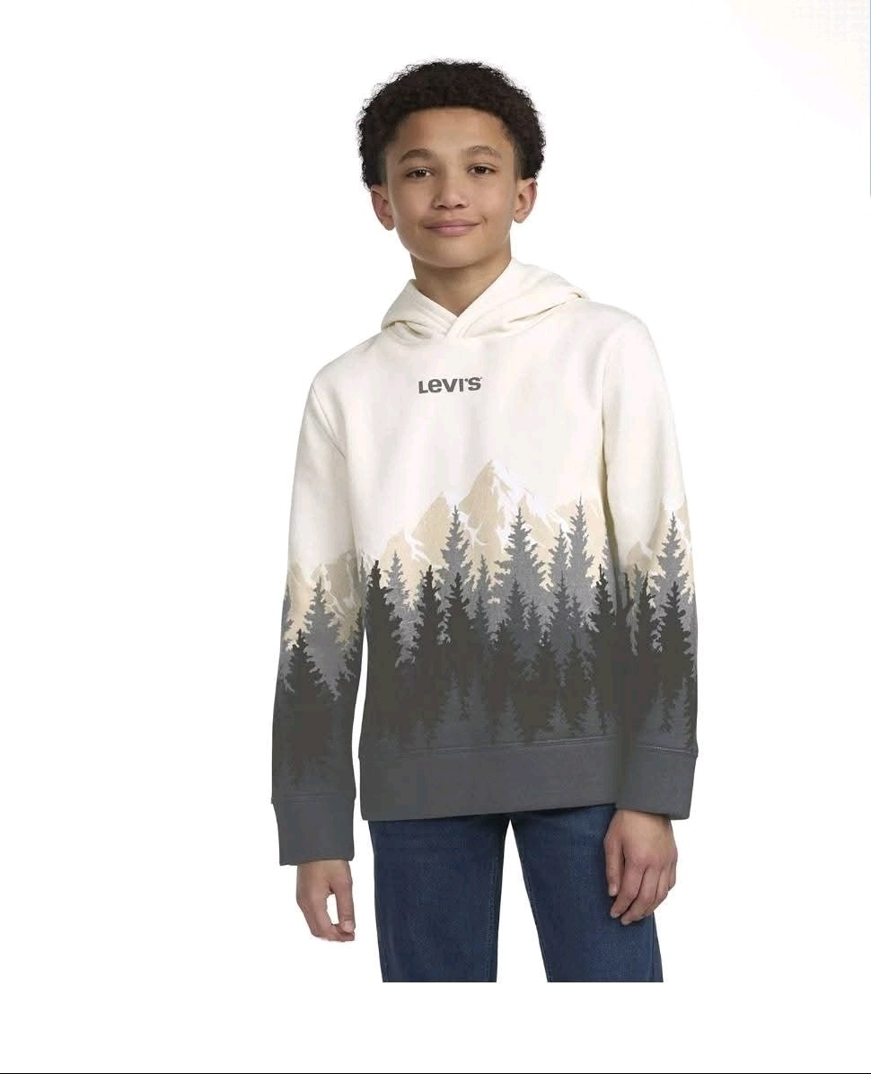 LEVI’S BOY’S FLEECE HOODIE Easy Fit Soft Size MEDIUM 8 DARK SHADOW PINE TREE