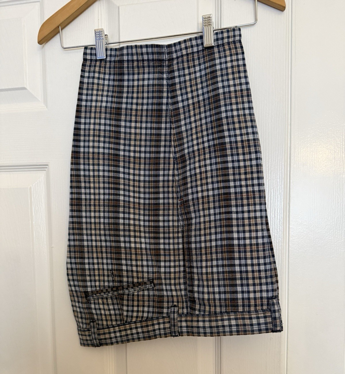 Tommy Bahama Long Weekend Plaid Chino Shorts Blue/Beige Linen Lyocell 10in