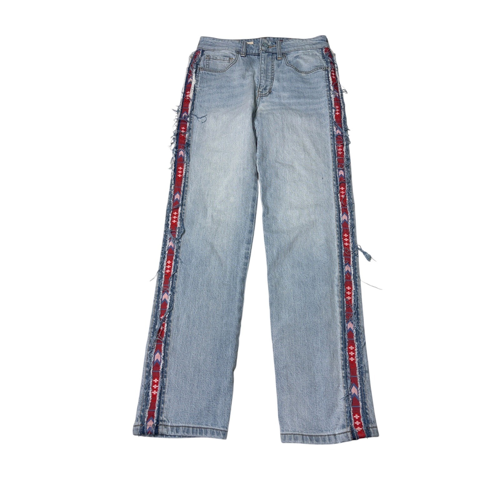 Pilcro The Vintage Straight Jeans Light Wash Southwestern Side Stripe Womens 25