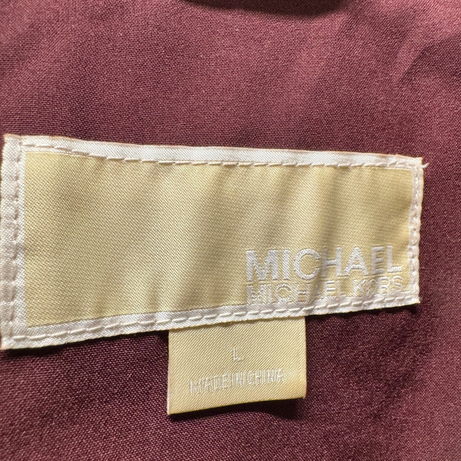 Michael Kors Softshell Jacket Womens Large Belted Hooded Burgundy Trench Coat