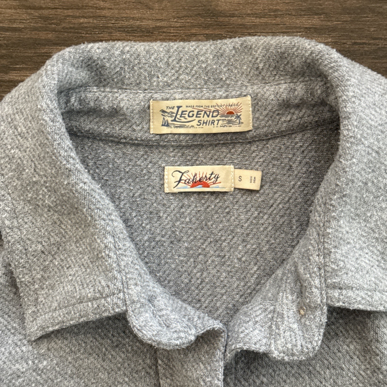Faherty Legend Sweater Shirt Men Medium Gray Flannel Shacket Overshirt Stretch