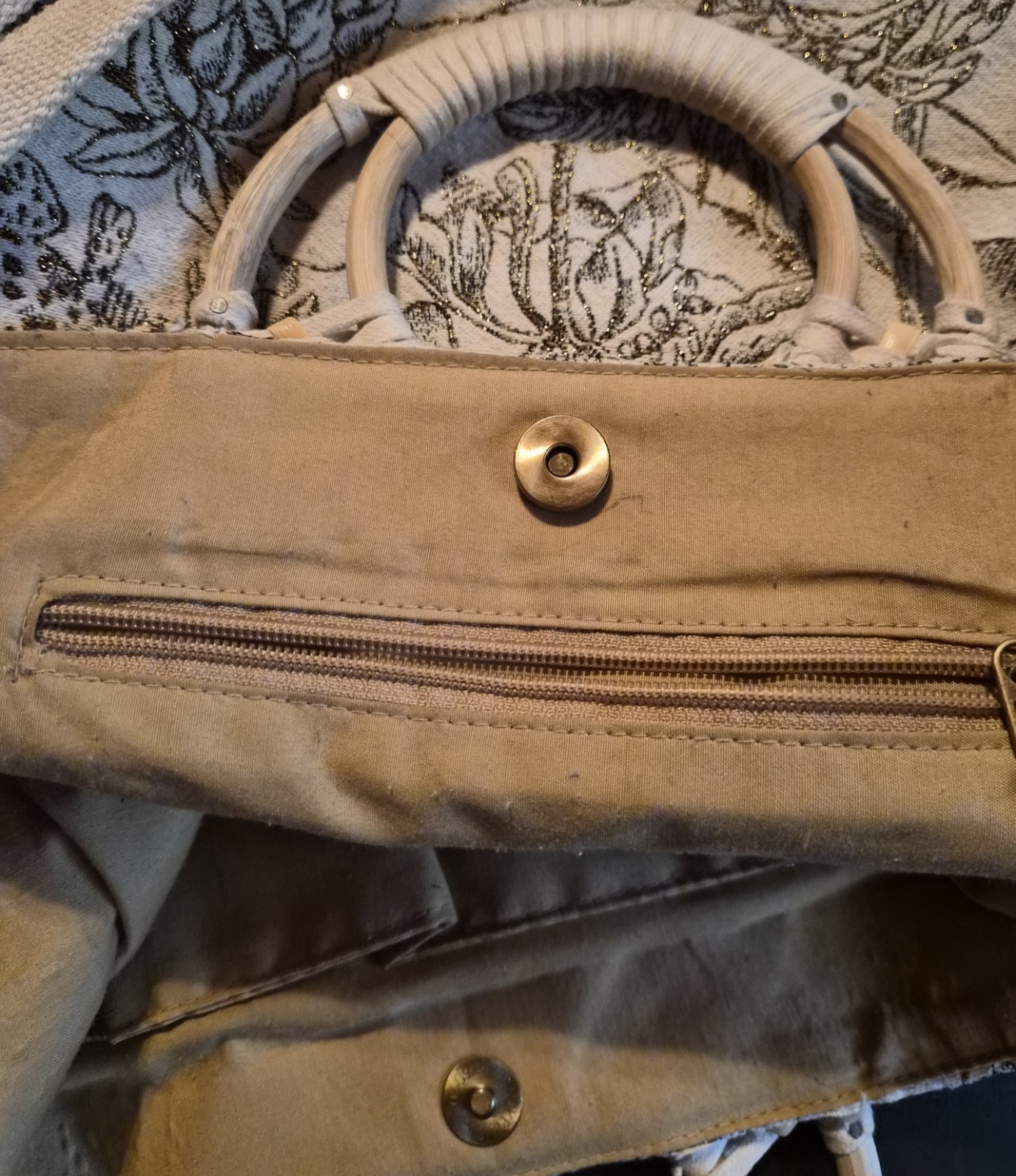 Designer Embroidery Safari Large Handbag With Round Woven Handles Detach Strap