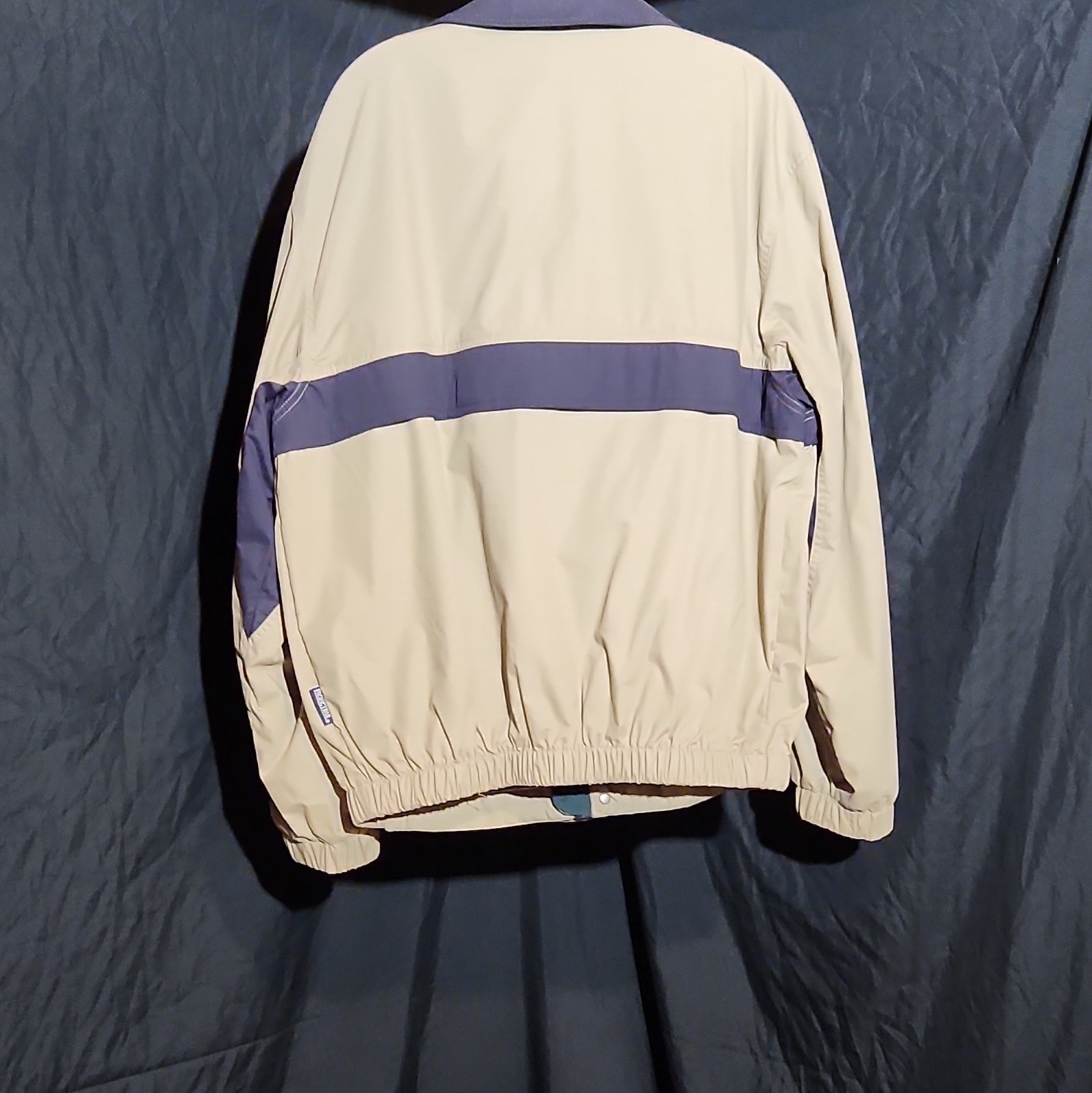 Pacific Trail Men’s Beige/Navy Full Zip Snap Jacket Stand-Up Collar Pockets M