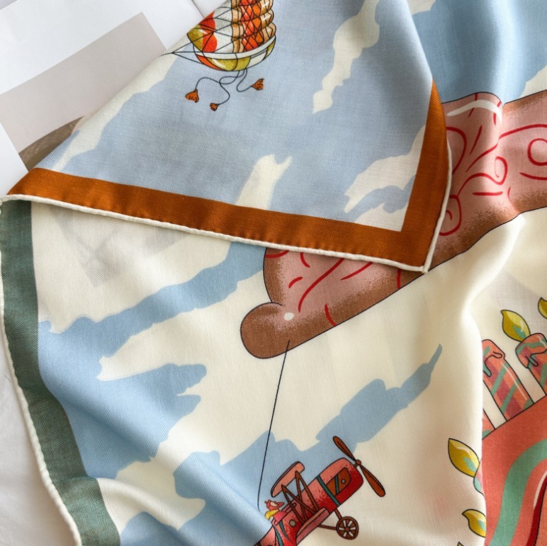 70% Cashmere 30% Silk Scarf Double face print Large WrapWomen Square Shawl 53″