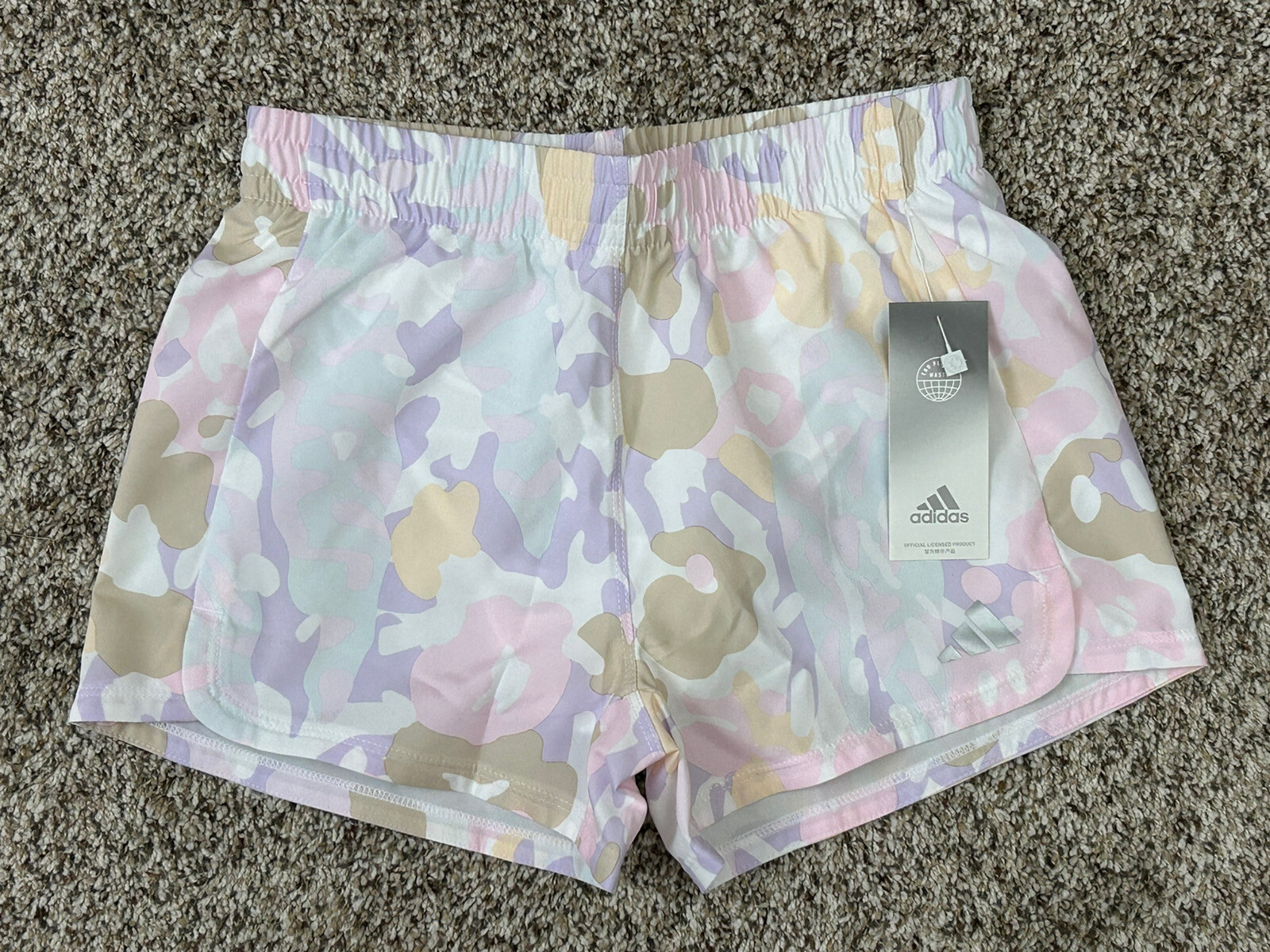 New Adidas Girls Aeroready Shorts Athletic Lined Drawstring Sz 10/12 MEDIUM (D19