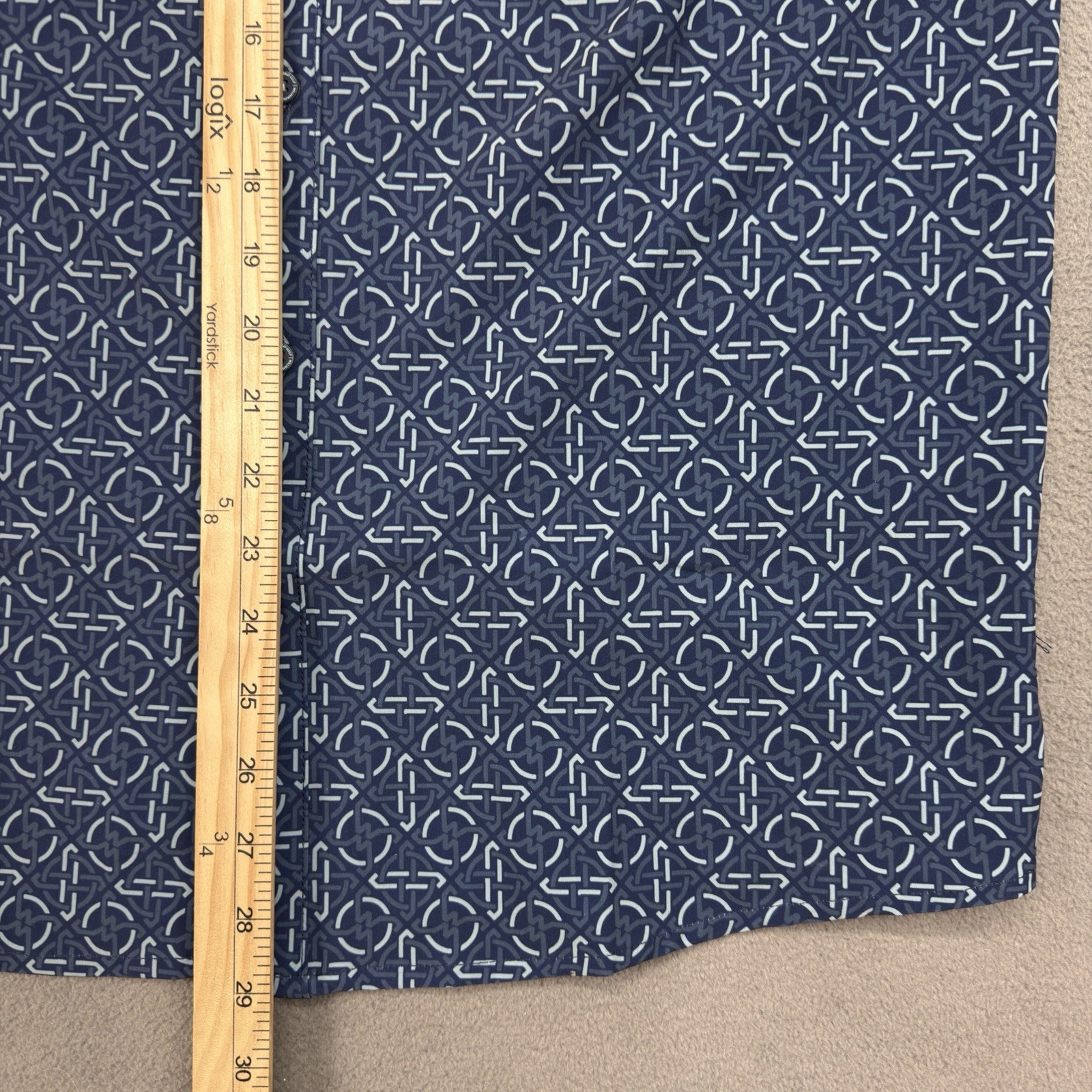 William Murray Golf Long Sleeve Mens Small Blue Geometric Flip Cuff Stretch NWT