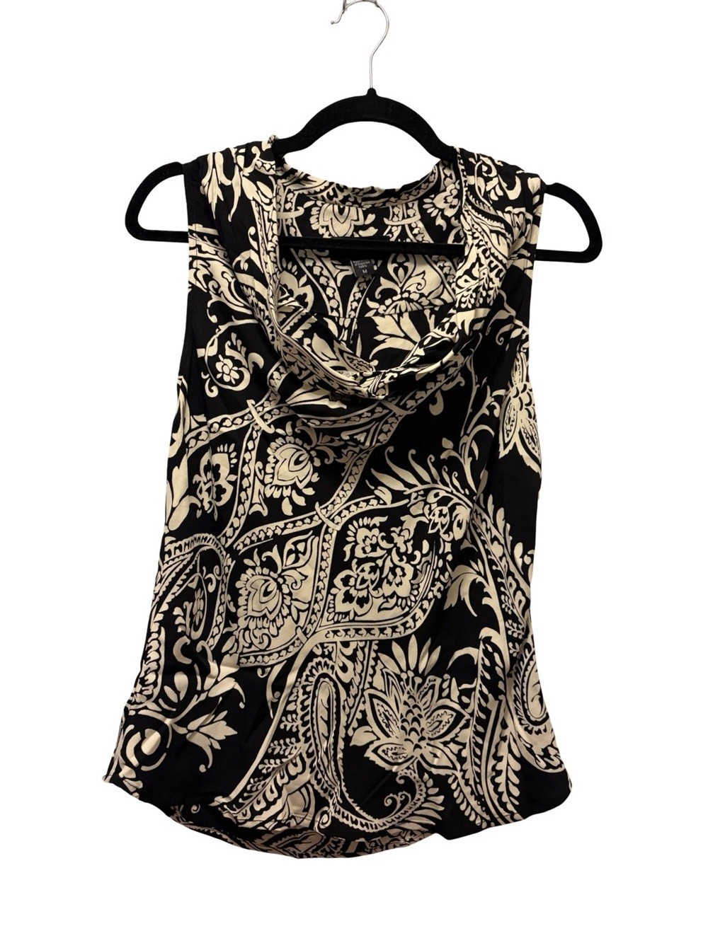 Fifteen Twenty Black Cream Paisley Cowl Neck Sleeveless Top Women’s Medium M