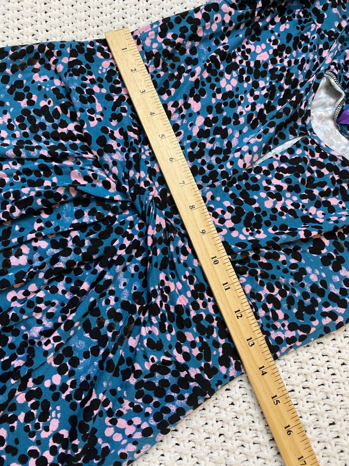 Seraphine Blue Abstract Maternity Dress Women Size 4 3/4 Sleeve Jersey Stretch