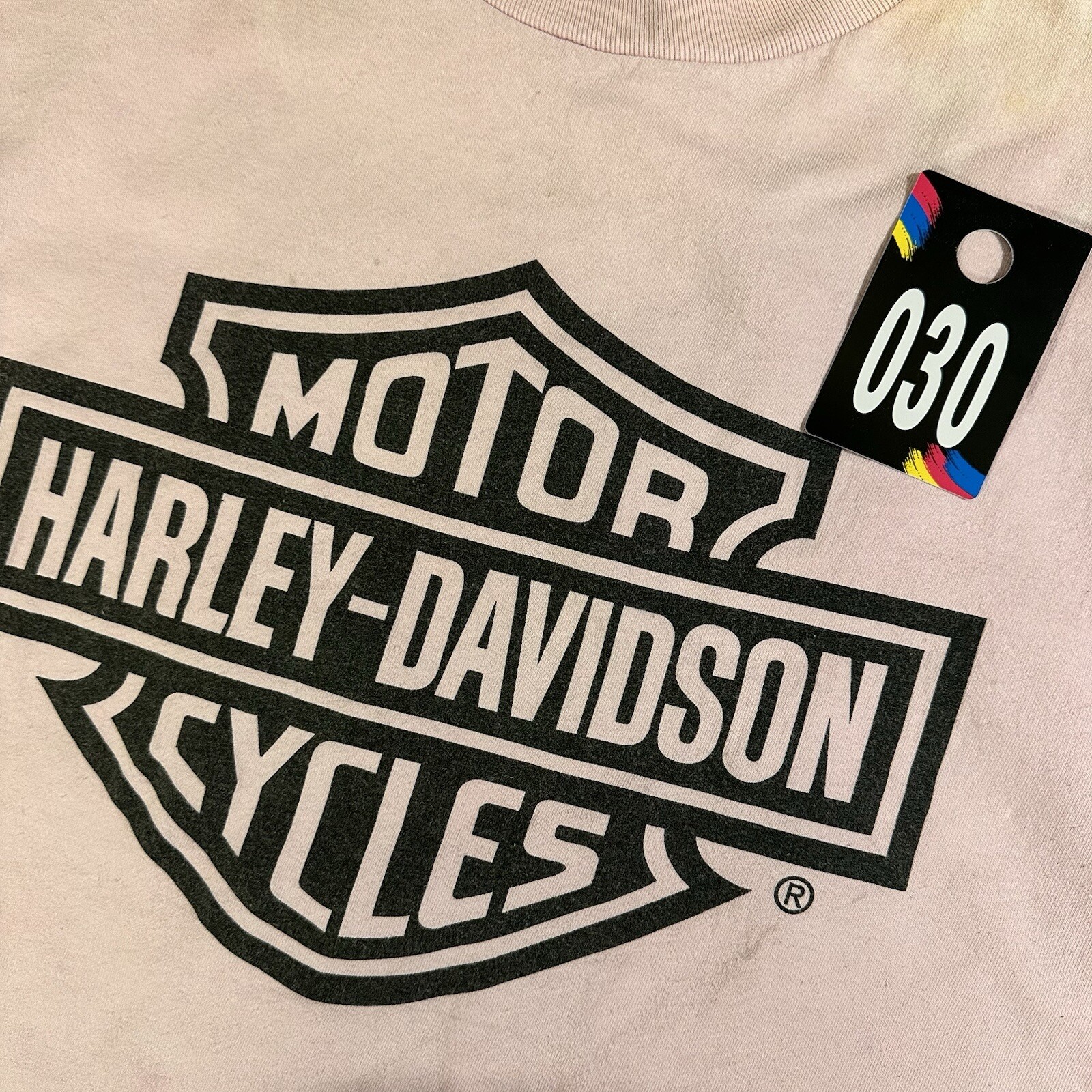 VTG Harley Davidson Tshirt 2XL Pink Big Center Logo Goth Grunge Emo Biker Y2K