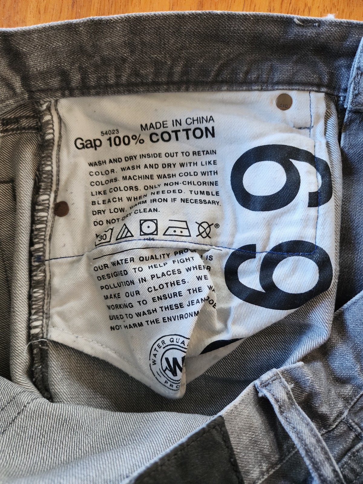 Gap 1969 Men’s Straight Jeans 33×34 Gray Faded Distressed 100% Cotton Denim male