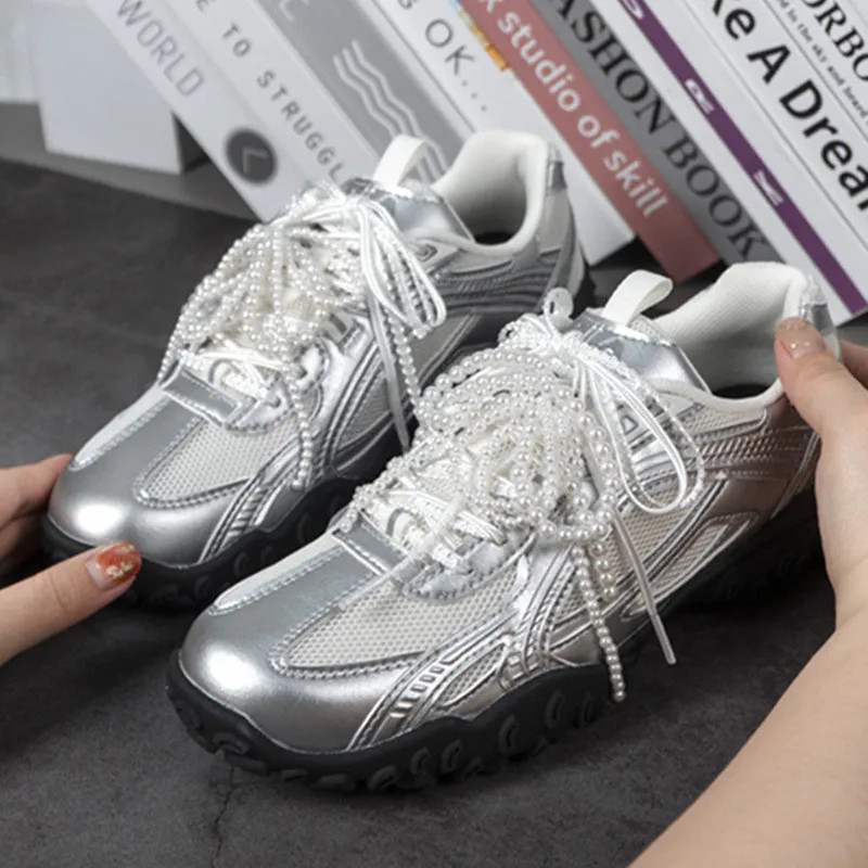 One Pair Silver Lace Shoelaces Thin Round Laces Sneaker Sport DE Training Shoes