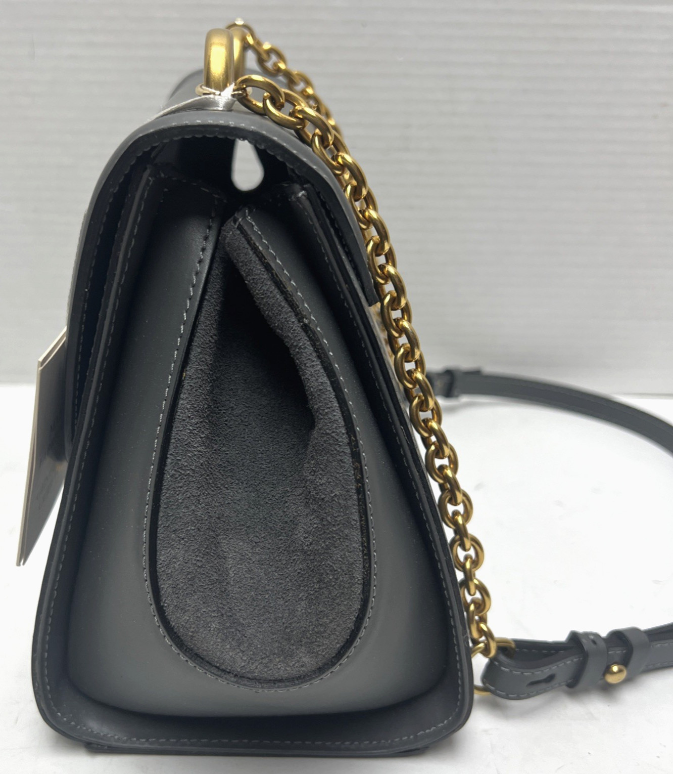 WOMEN MIRIADE ASTER GRIGIO GRAY LEATHER SHOULDER BAG – MADE IN ITALY
