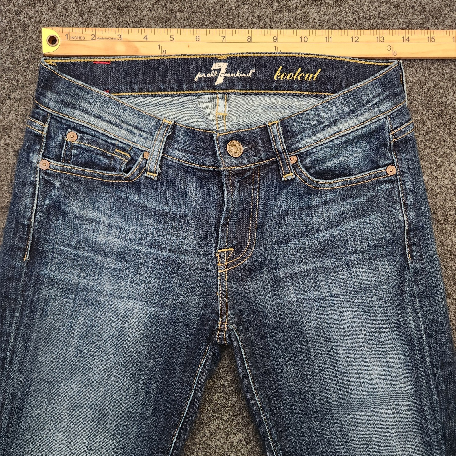 7 For All Mankind Womens Bootcut Jeans Medium Wash Blue Denim Size 26 USA Made