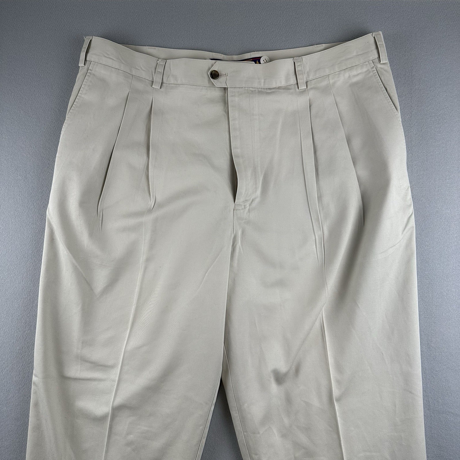 Norsport Men’s Khaki Twill Chino Pleated Smart Pants Finish Boat Classics