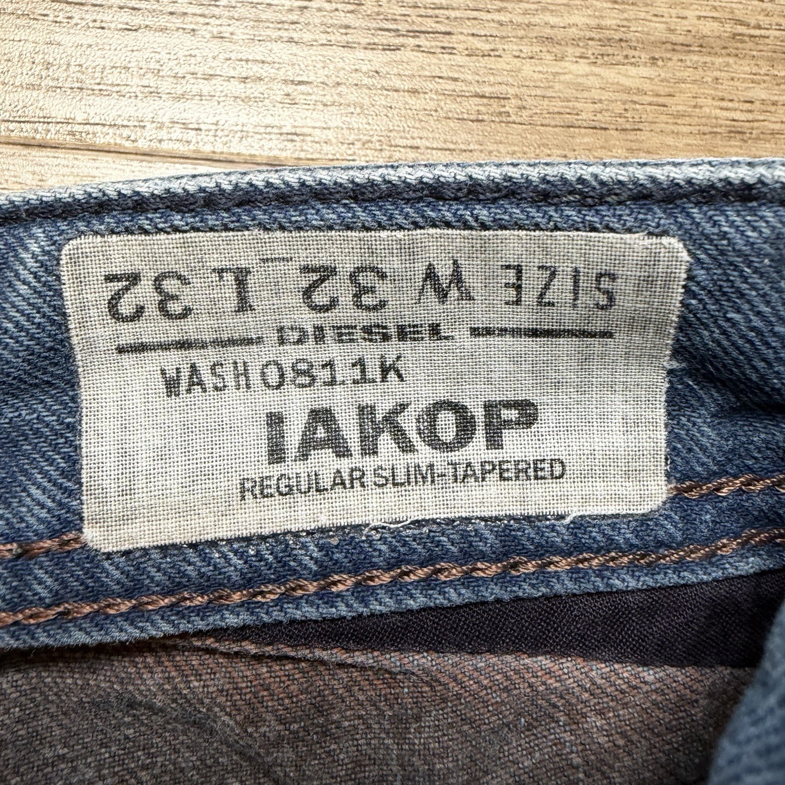 Diesel Iakop Jeans Men 32×32 Blue Slim Tapered Industrial Wash Distressed 0811K