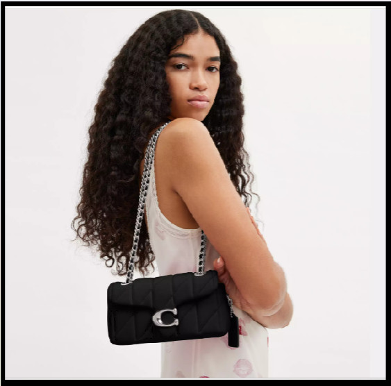 COACH CP149 Tabby Shoulder Bag 20 Quilting Nappa Leather Black Silver Outlet NEW
