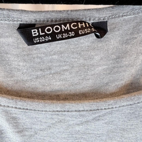 Bloomchic Grey Black Lace Trim Colorblock Tunic Top Plus Size 22-24 US 3X 4X