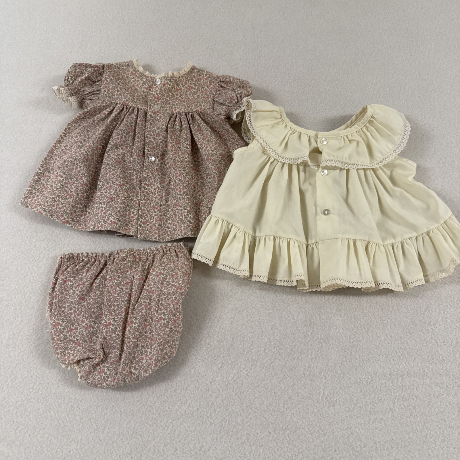 Vtg 1970s Infant Girls Dress Apron Pinafore Little House on the Prairie Farm