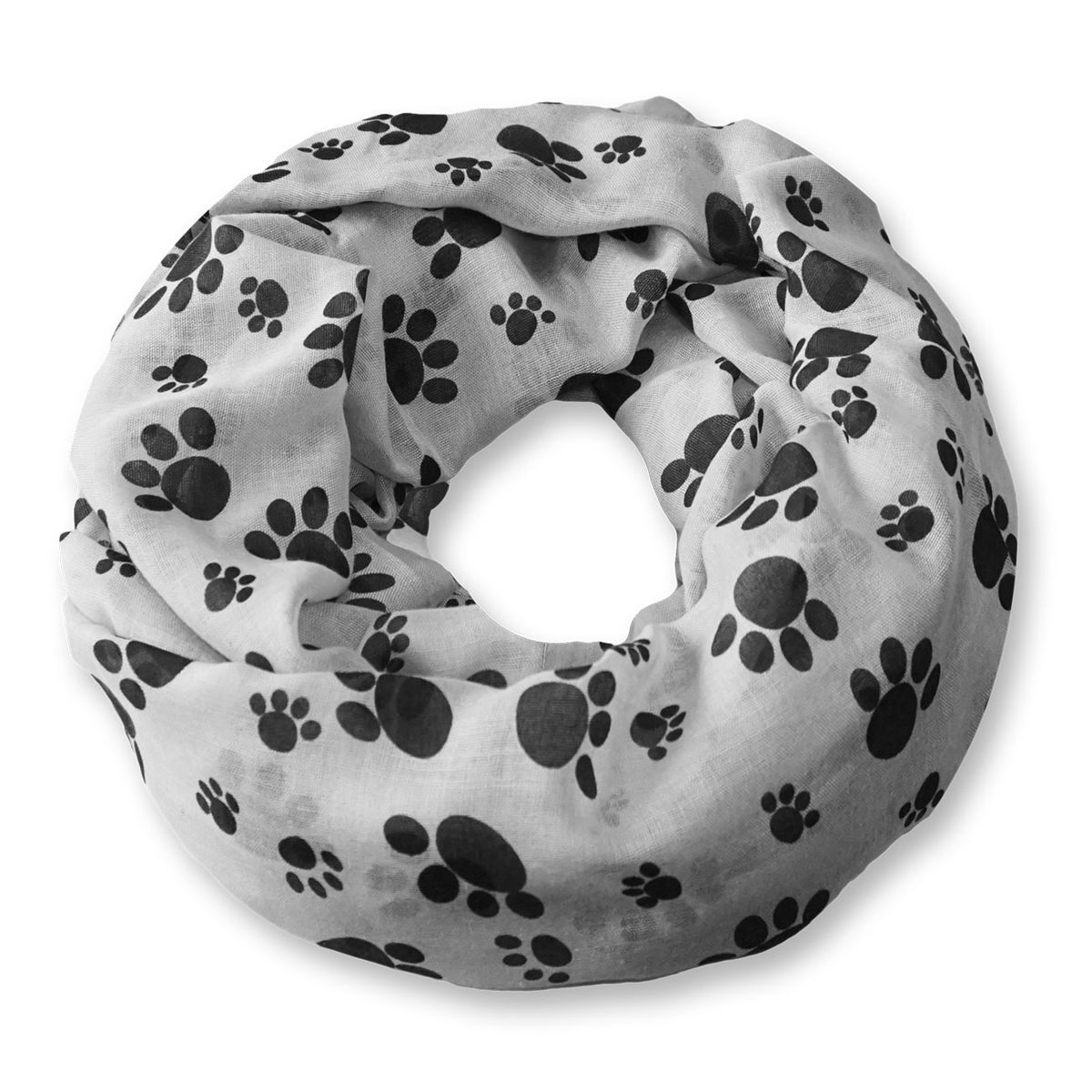 Paws Loop Scarf in 4 Colours Paw Wrap Scarf Grey White Pink Black