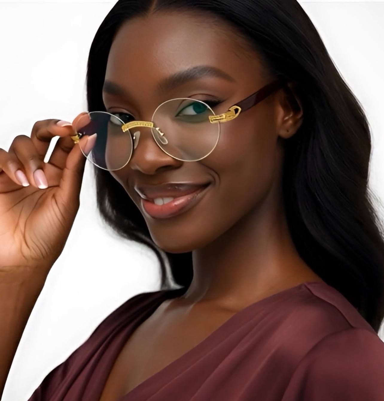 Small Brown Gradient Lens Sunglasses Gold Metal Frame Women Light weight Comfort