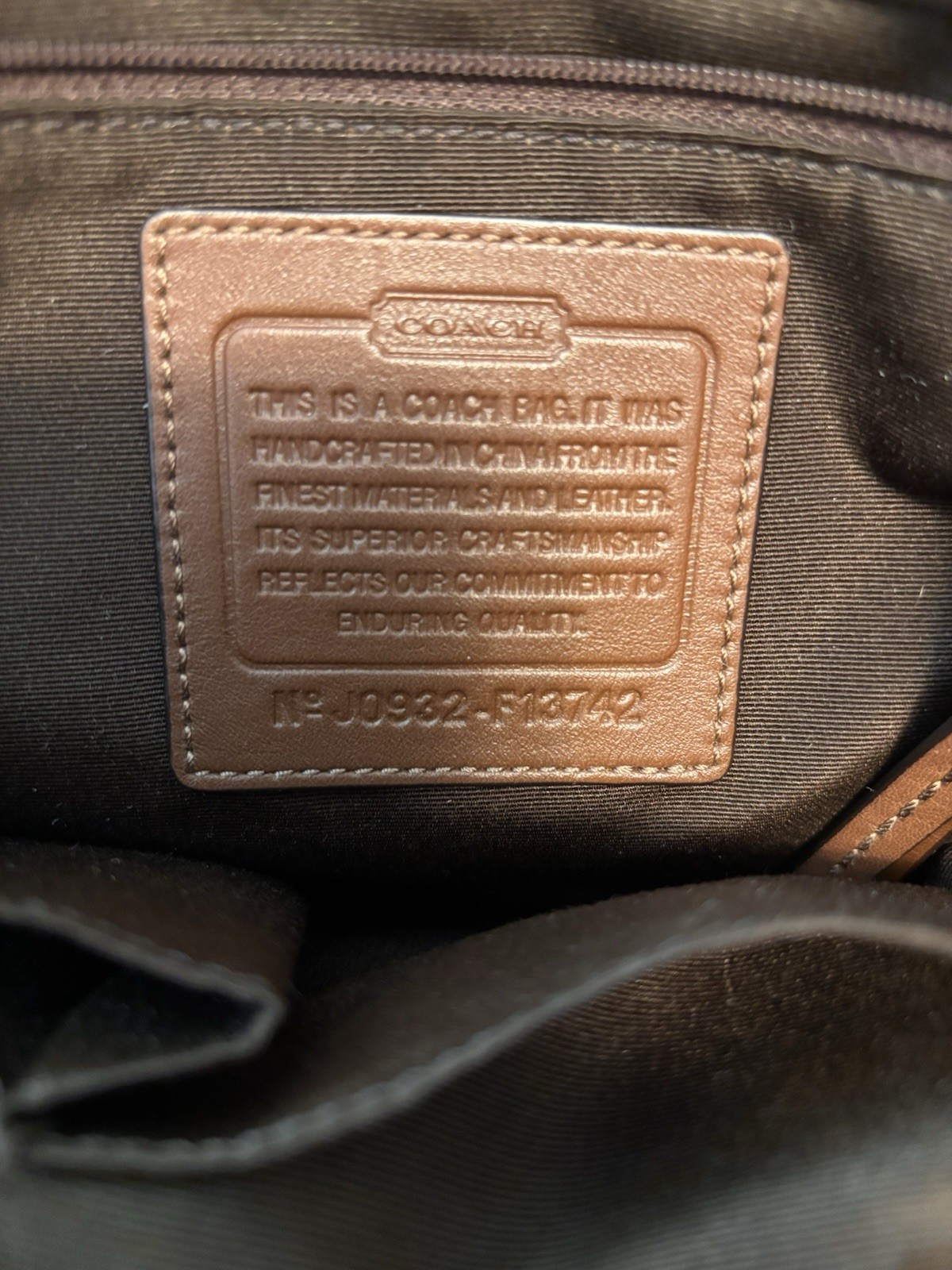 Coach Soho Signature C Monogram Shoulder Bag Brown Leather Trim Pleated