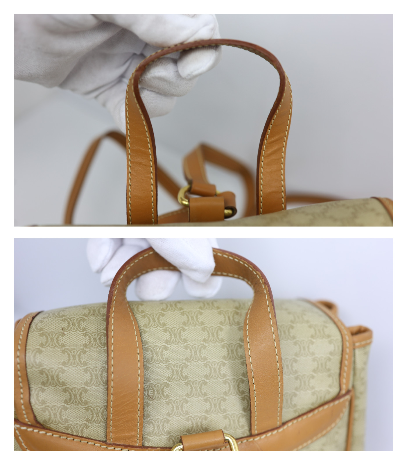 Rare Auth CELINE Vintage Beige Macadam Canvas Backpack – Monogram Rucksack Purse