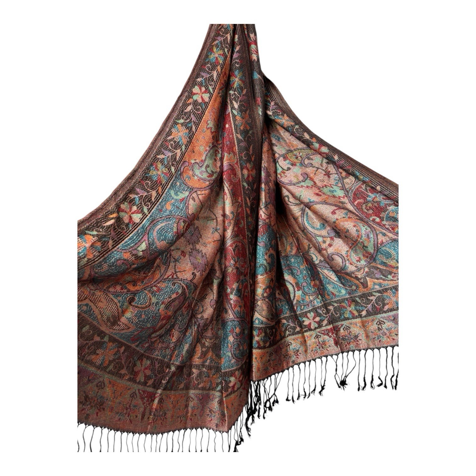 100% Cashmere Scarf Jerusalem Made Paisley Wrap 27 in x 76 in