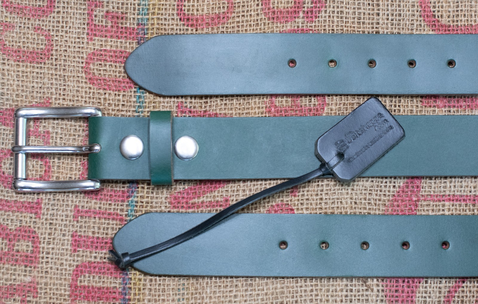 1.5″ Handmade Full Grain GREEN Leather Belt – Multiple Buckles – Made in the USA