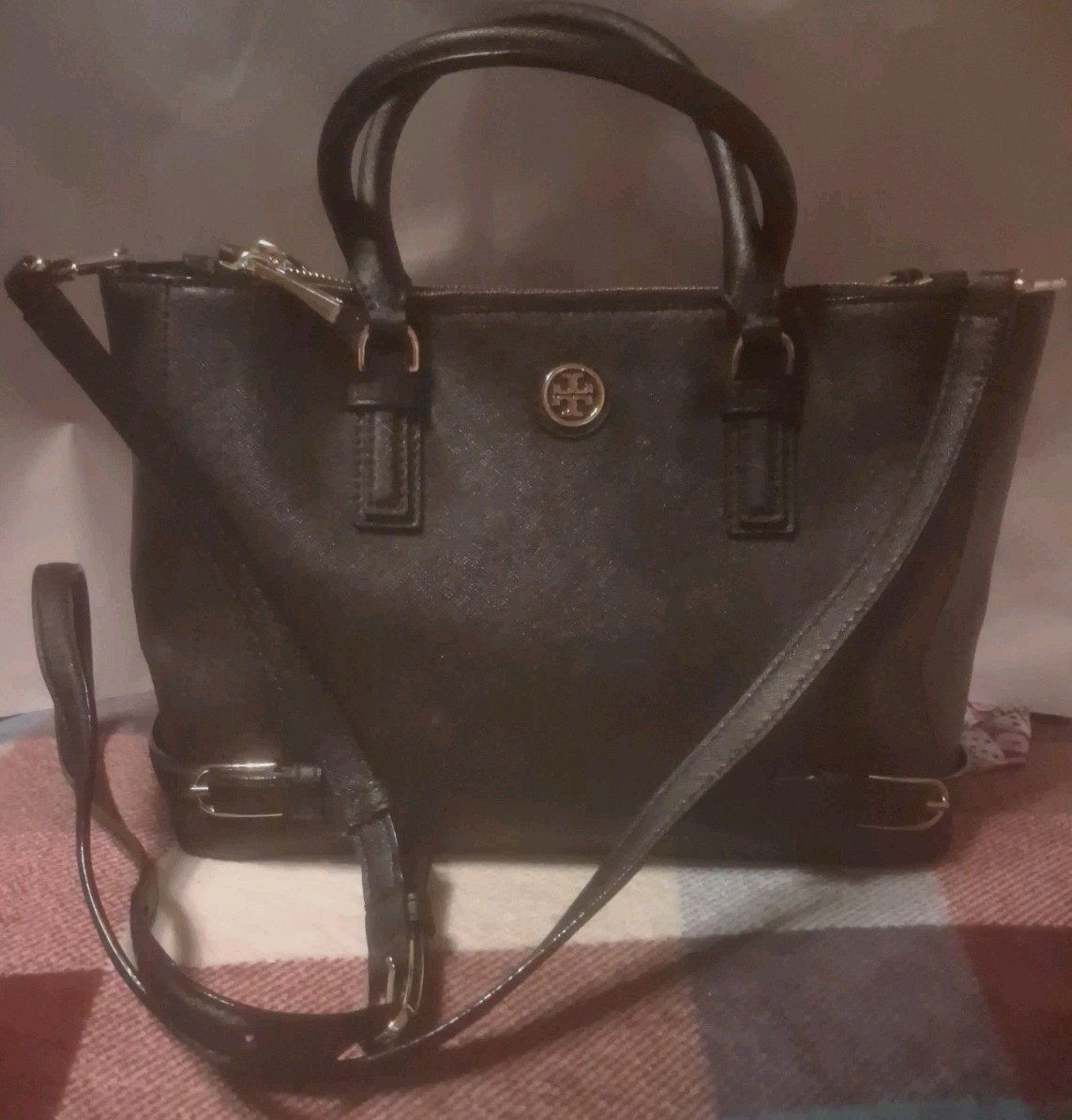 Tory Burch Robinson Multi Saffiano Double Zip Tote Crossbody Shoulder Bag