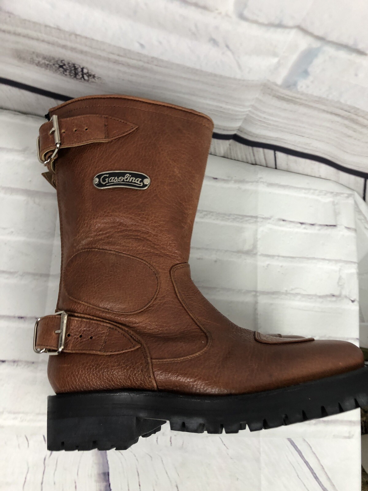 NEW Gasolina Men’s High Octane Hand Made Brown Motorcycle Boots Size 5.5 D