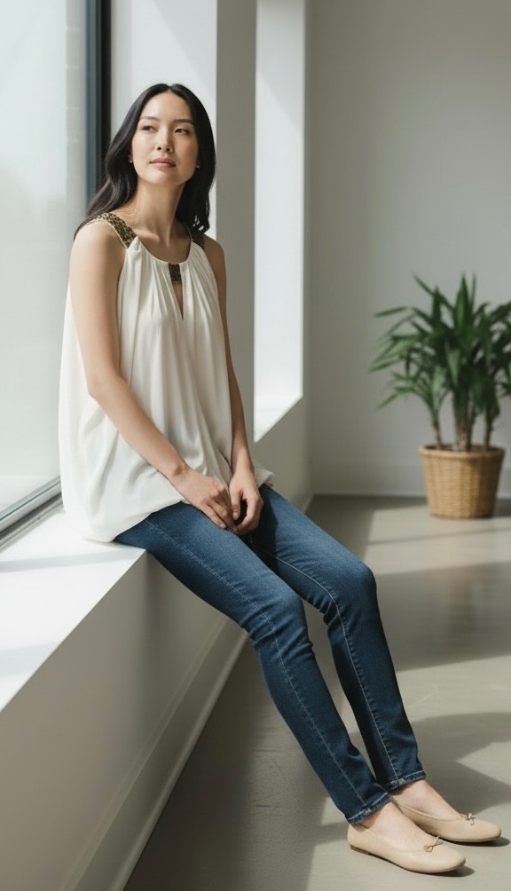 Cache Y2K 100% Silk Solid White Blouse Size L Large Embellished Sleeveless