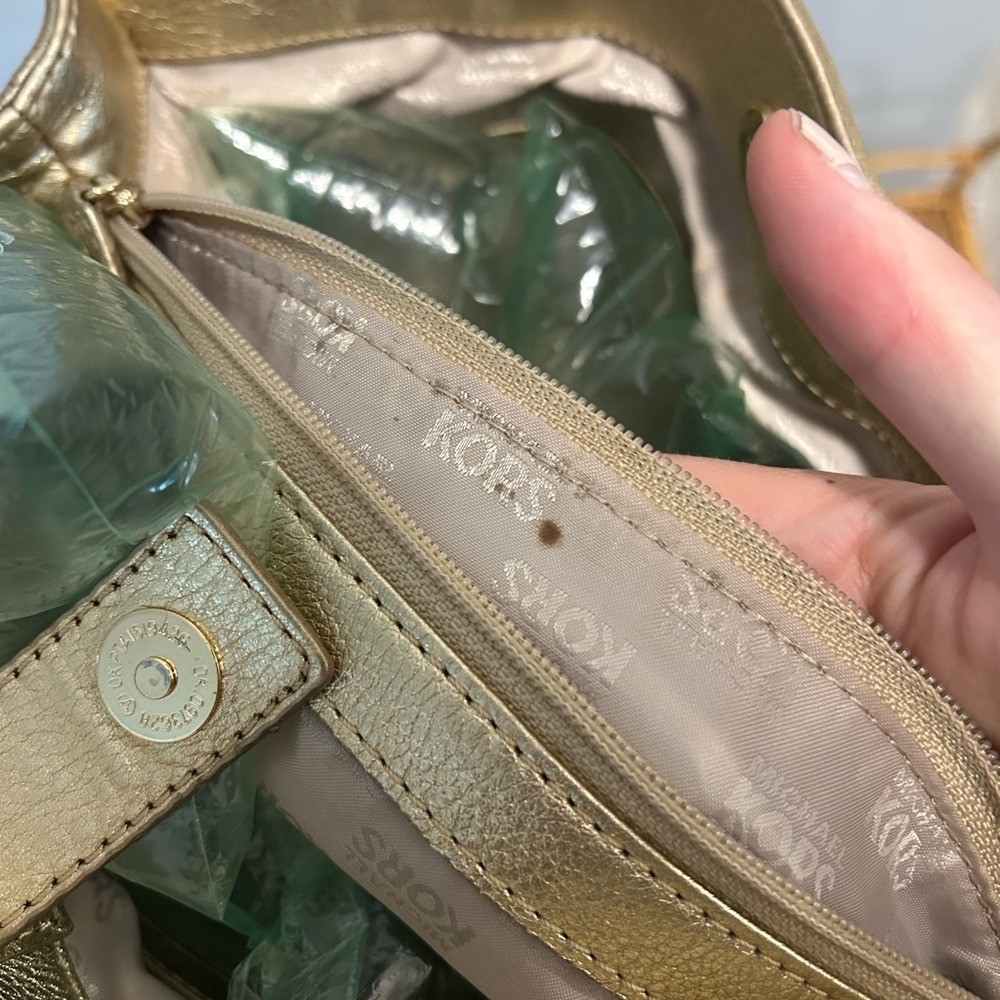 Michael Kors Hamilton Gold Leather Handbag