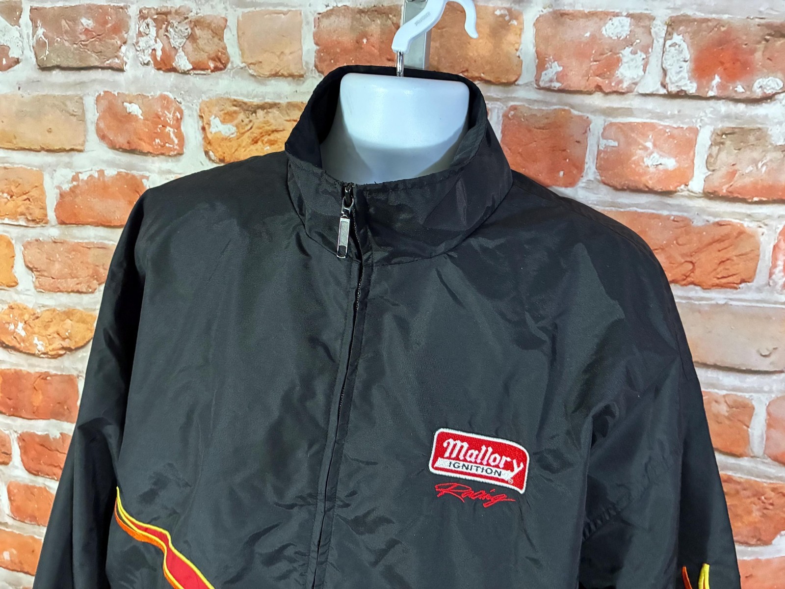 vintage Mallory Ignition Racing flames windbreaker jacket sz XL