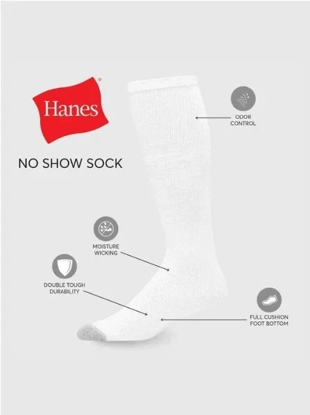 Hanes Men’S Double Tough Durability Over-The-Calf Tube Socks, 12-Pack