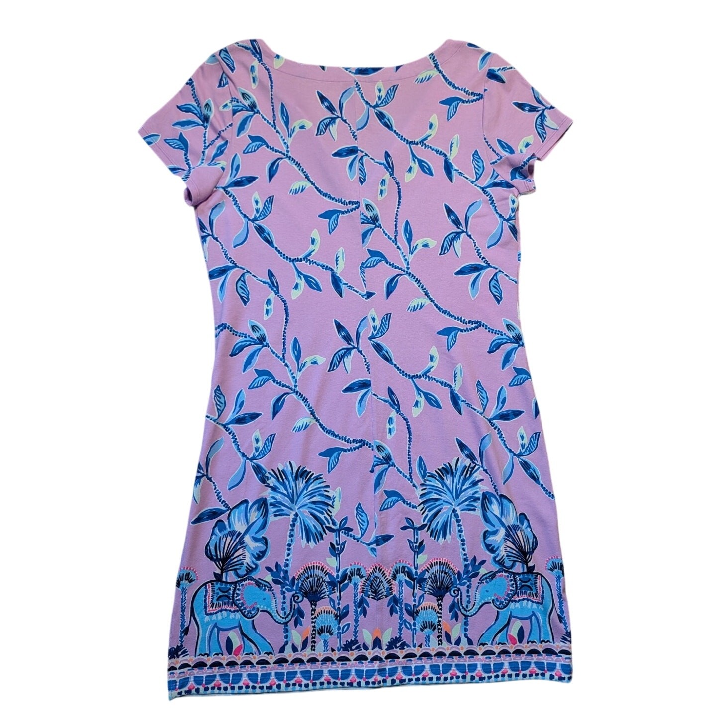 Lilly Pulitzer Sophiletta Dress Womens L Purple Slathouse Jungle Elephant UPF50
