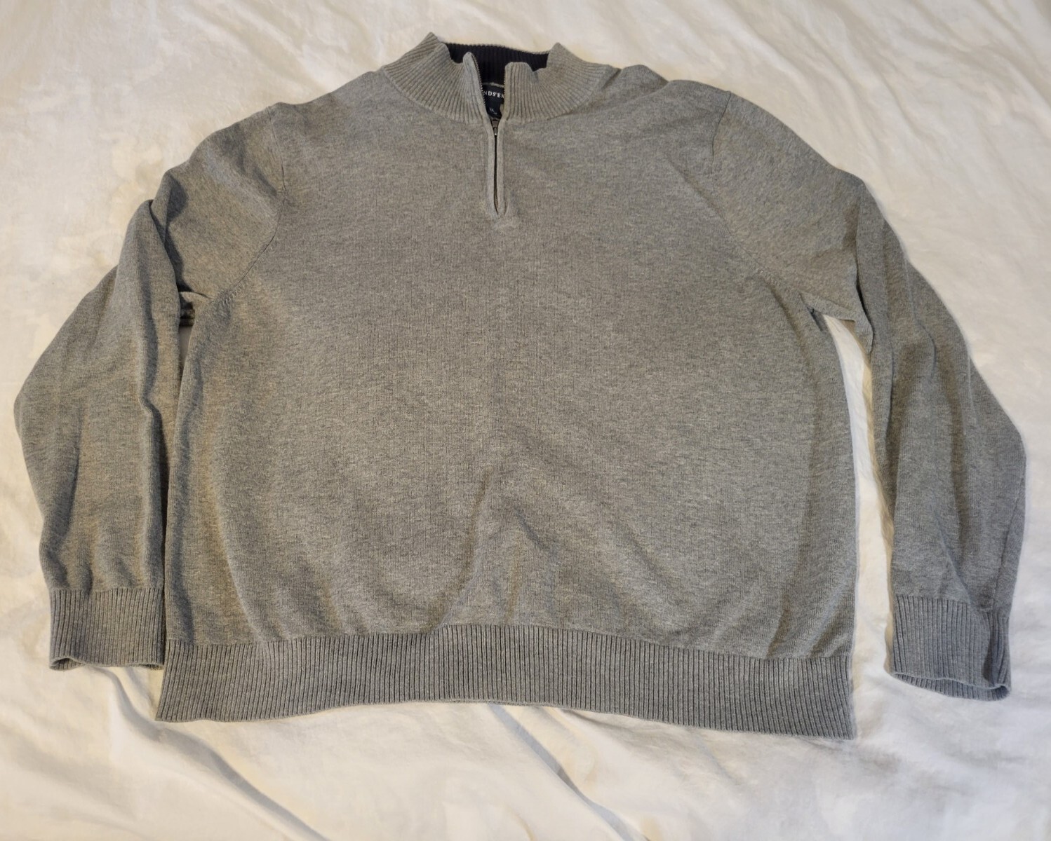 Lands End 1/4 Zip Gray Sweater Men Sz XL Long Sleeve 46-48 100% Baumwolle Cotton