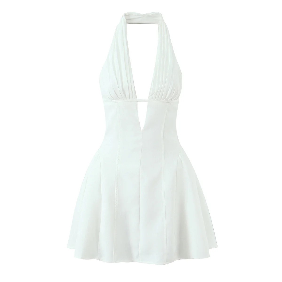 Women’s Polka Dot Halter Mini Dress Backless A-Line Summer Party Dress