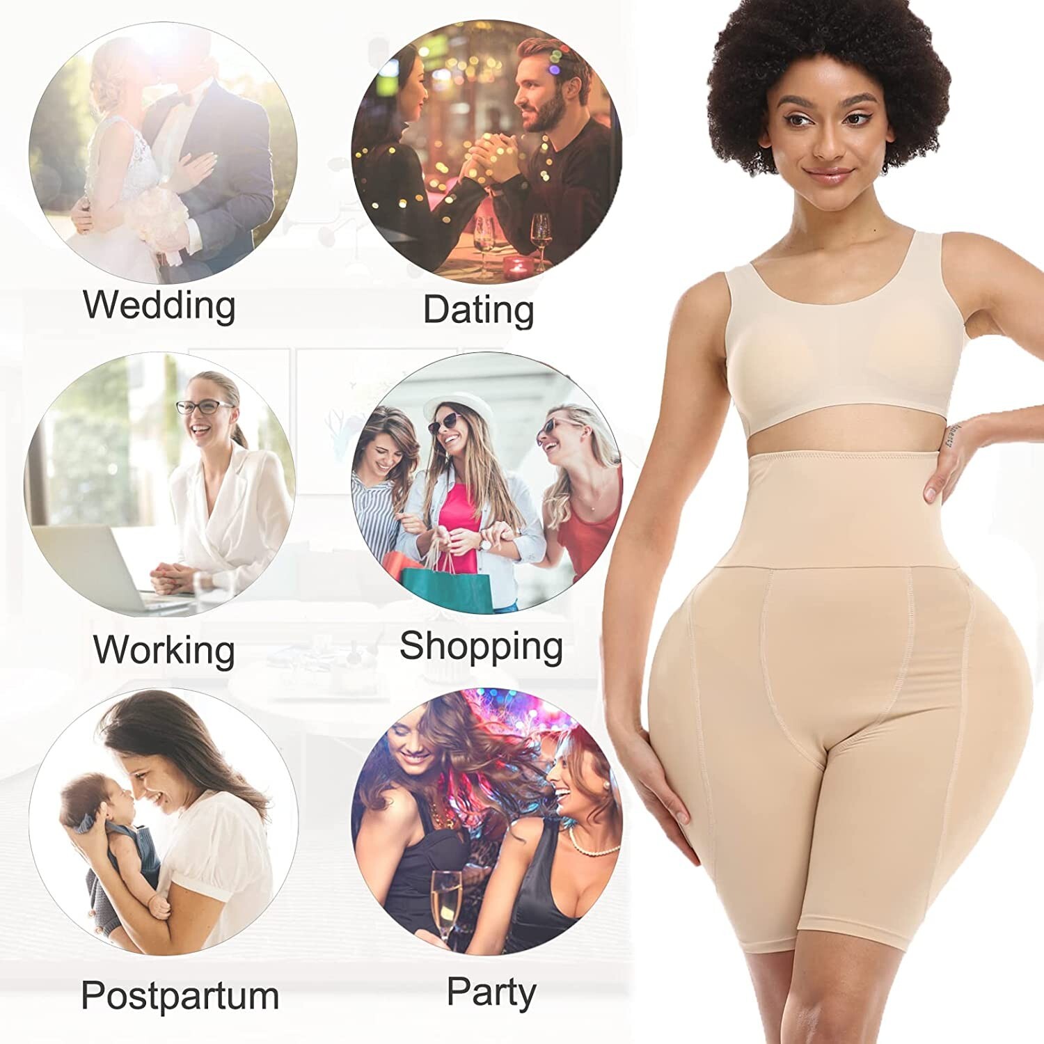 Women Tummy Control Butt Lifter Panties BBL Shapewear With Hip Pads Hip Enhancer