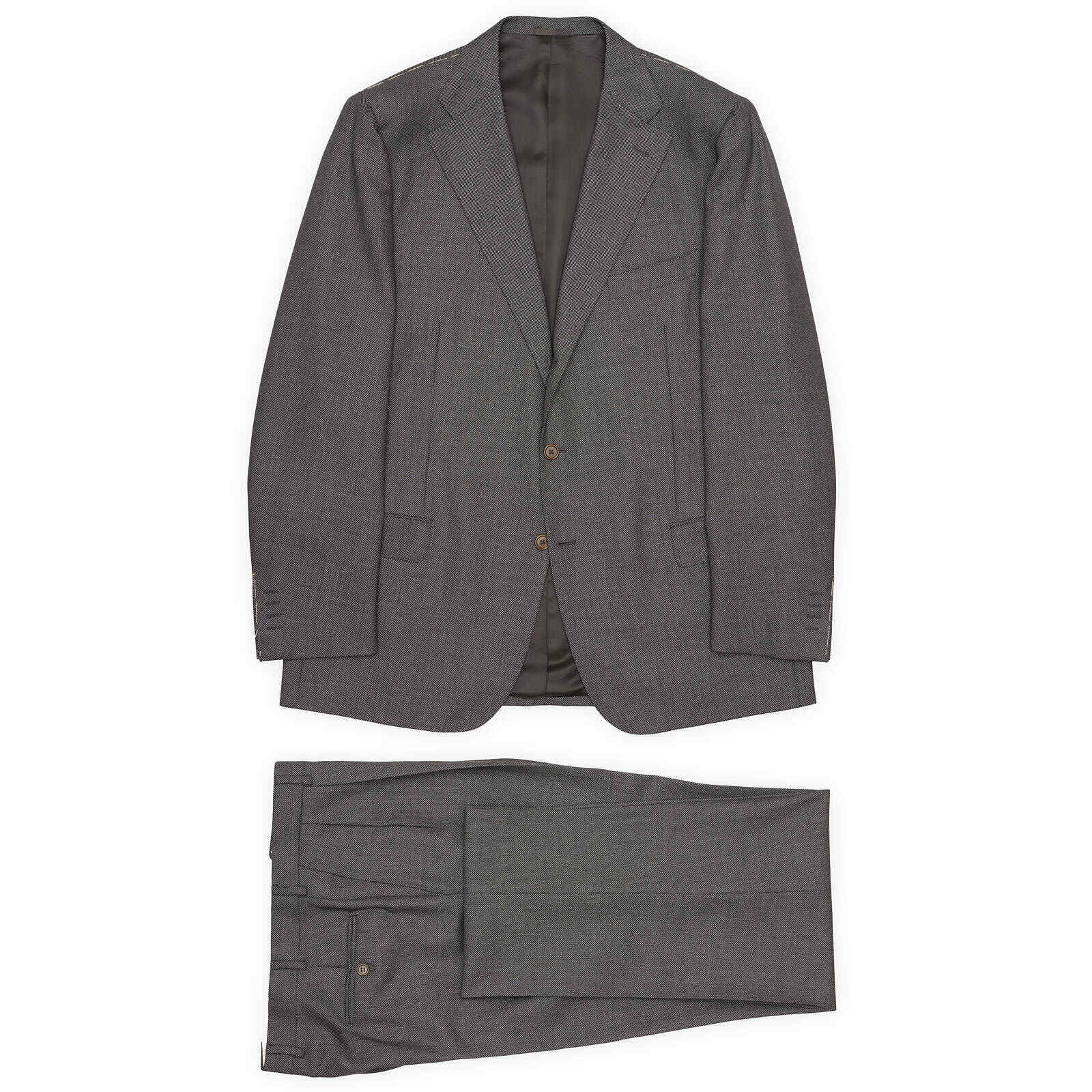 SARTORIA PARTENOPEA Gray Birdseye Handmade Suit EU 58 NEW US 46 48