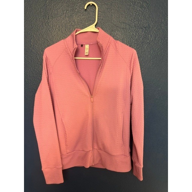 Adidas Womens Lilac Textured Waffle Knit Full Zip Jacket Seven Springs SZ M (A)