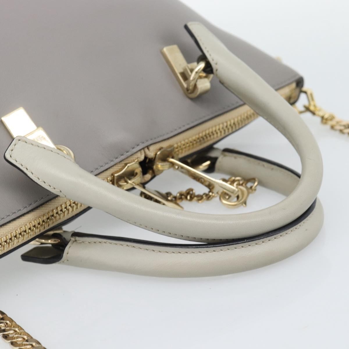 Chloe Hand Bag Leather 2way Gray Gold Auth bs36618A