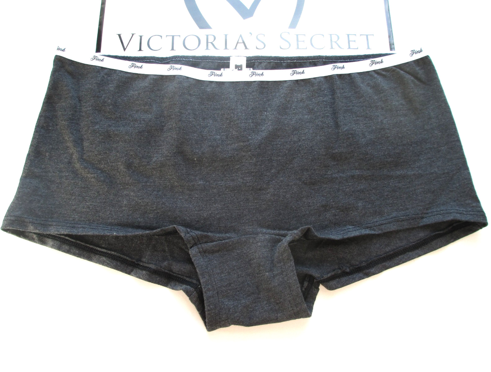 VICTORIA’S SECRET PINK Cotton Boyshort Panty S M L XL Gray NWT Logo VS